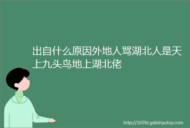 出自什么原因外地人骂湖北人是天上九头鸟地上湖北佬